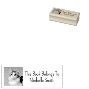 This Book Belongs To, Cute Cat Personalized   Rubber Stamp