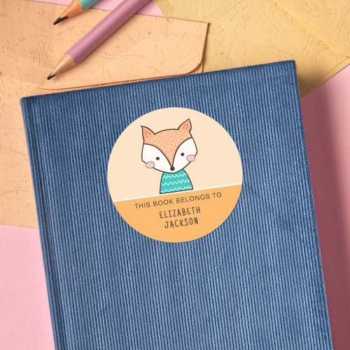 This book belongs to Cute fox kids Classic Round Sticker