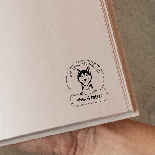 This Book Belongs To Cute Husky Child Book  Rubber Stamp