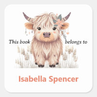 This Book Belongs To Cute Modern Highland Cow