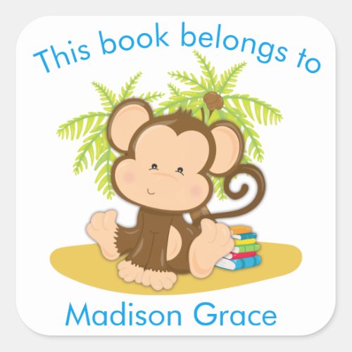 This Book Belongs To Cute Monkey Bookplate