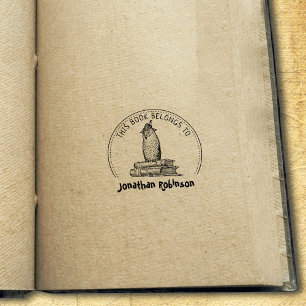 This Book Belongs To, Cute Owl Book  Rubber Stamp