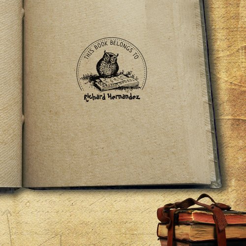 This Book Belongs To Cute Owl Book   Rubber Stamp