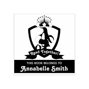 This Book Belongs To Cute Penguin Kids Bookplate Rubber Stamp