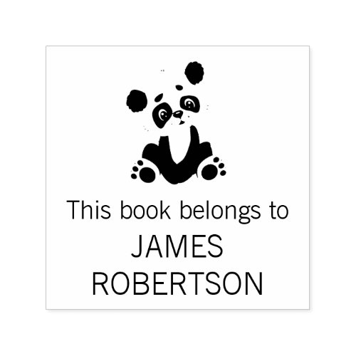 This Book Belongs To Cute Personalized Panda Name Self_inking Stamp