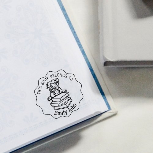 This Book Belongs To Cute Pit Bull Rubber Stamp