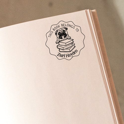 This Book Belongs To Cute Pug Book    Rubber Stamp