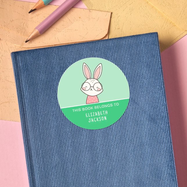 This book belongs to Cute rabbit kids Classic Round Sticker (Creator Uploaded)