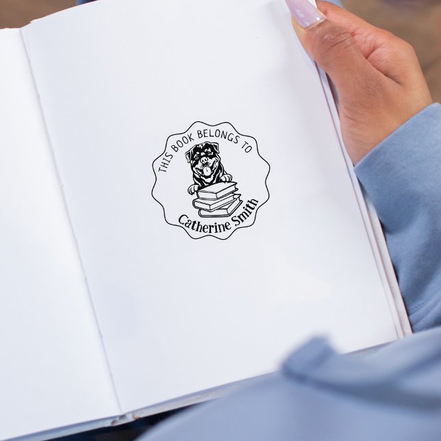 This Book Belongs To, Cute Rottweiler  Rubber Stamp (Creator Uploaded)