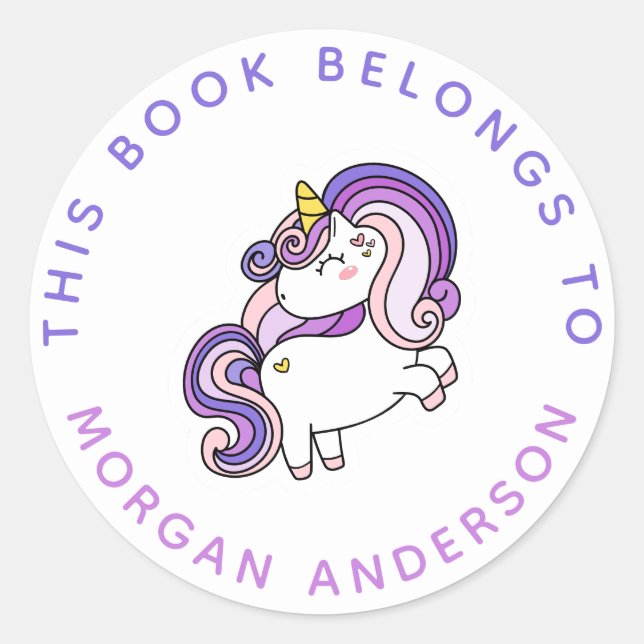 This Book Belongs to | Cute Unicorn Bookplate (Front)
