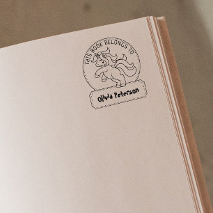 This Book Belongs To, Cute Unicorn, Child Book   Rubber Stamp