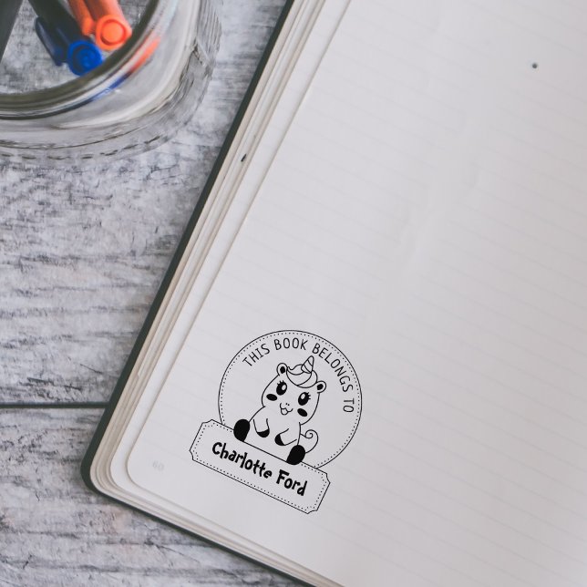 This Book Belongs To, Cute Unicorn, Child Book  Rubber Stamp (Creator Uploaded)