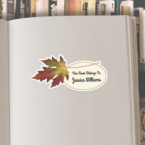 This Book Belongs To Fall Leaf Bookplate Label