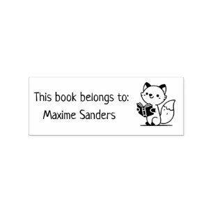 This Book Belongs To" Fox with Book Stamp