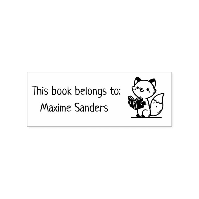 This Book Belongs To" Fox with Book Stamp (Imprint)