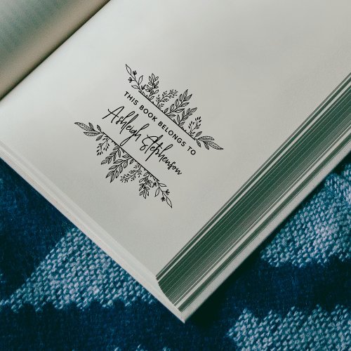 This Book Belongs To Greenery Custom Name Script Self_inking Stamp