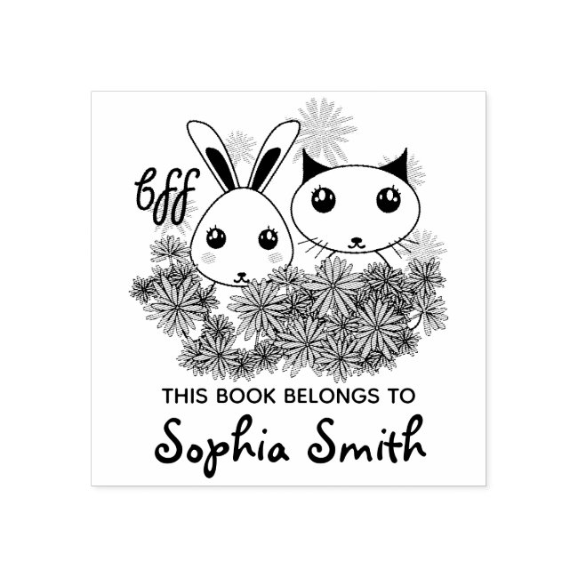 This Book Belongs To - Kids Cute Kitten and Bunny