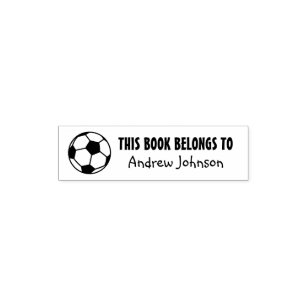 THIS BOOK BELONGS TO kids soccer self inking stamp