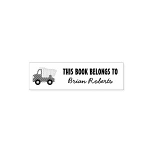 THIS BOOK BELONGS TO kids truck self inking stamp