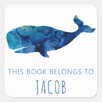 This Book Belongs To Kids Whale Nautical Blue