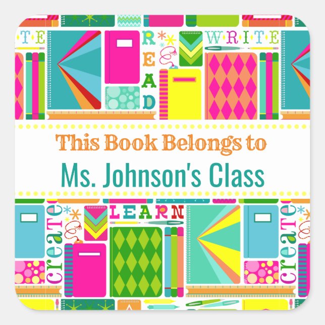 This Book Belongs To Label Bright School Supplies (Front)