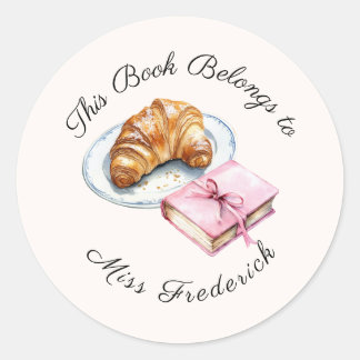This Book Belongs to Labels, Paris Theme Teacher Classic Round Sticker