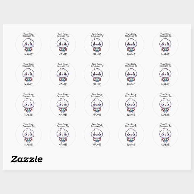 This Book Belongs to" Little Boy Classic Round Sticker (Sheet)