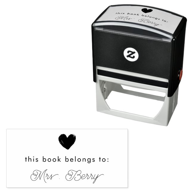 This Book Belongs To Minimal Heart Self-inking Stamp (In Situ)
