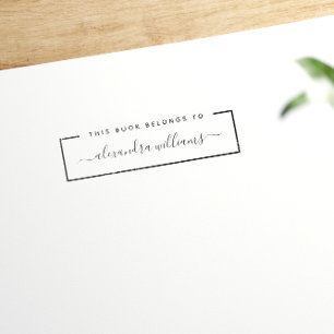This Book Belongs To Modern Name Bookplate Self-inking Stamp