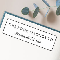 This Book Belongs To | Modern Name Bookplate Self-inking Stamp