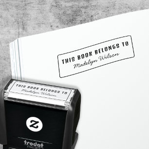 This Book Belongs To - Name Bookplate Self-inking Stamp