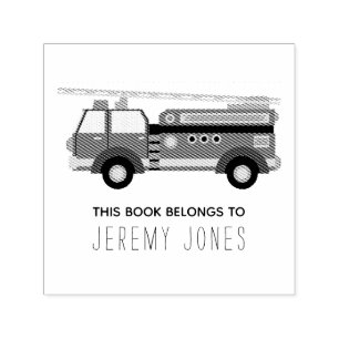 This book belongs to name fire truck self-inking stamp