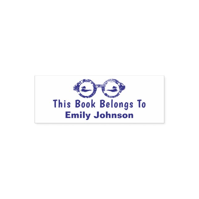 This Book Belongs To  Name Girly Blue Glass Eyes Self-inking Stamp (Design)