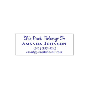 This Book Belongs To Name Tel Number Mail Self-inking Stamp