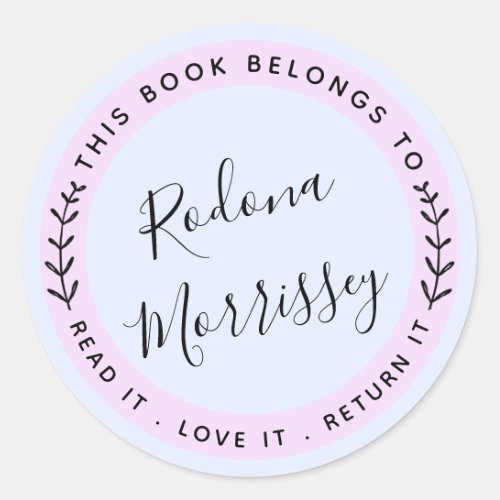 This Book Belongs To Personalized Classic Round Sticker