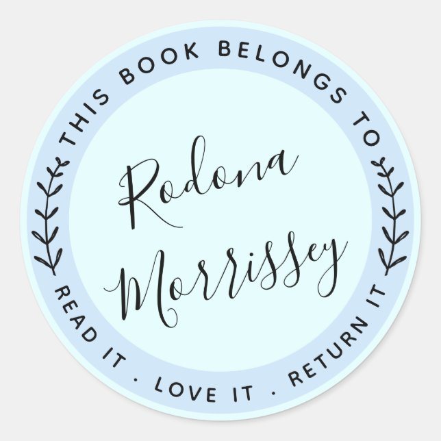 This Book Belongs To Personalized Classic Round Sticker (Front)