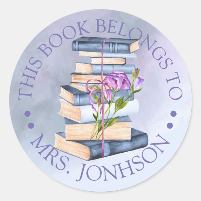This Book Belongs To Personalized Classic Round Sticker (Front)
