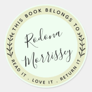 This Book Belongs To Personalized Classic Round Sticker