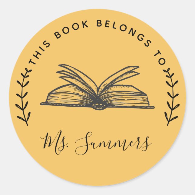 This Book Belongs To Personalized Classic Round Sticker (Front)