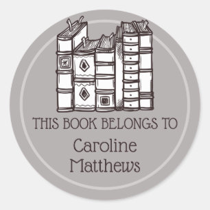 This Book Belongs To Personalized Classic Round Sticker