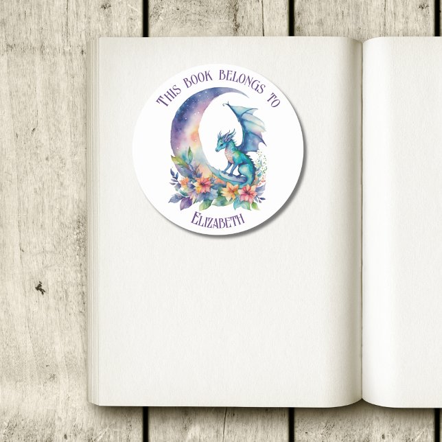 This Book Belongs to Personalized Dragon White Classic Round Sticker (Creator Uploaded)