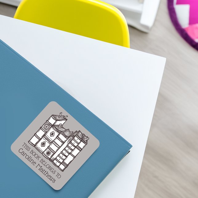 This Book Belongs To Personalized Square Sticker (This Book Belongs To Personalized Green Square Sticker)
