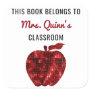 This Book Belongs To Personalized Teacher Apple Square Sticker