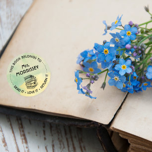 This Book Belongs To Personalized Yellow Classic Round Sticker