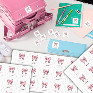 This book belongs to Pink Cute School Pencil Bow Kids' Labels