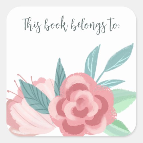 This Book Belongs To Pink Floral Square Sticker