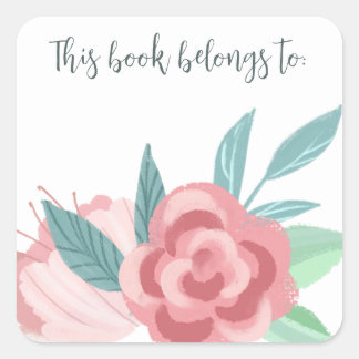 This Book Belongs To Pink Floral Square Sticker