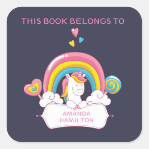 Unicorn This Book Belongs To Label (Editable)