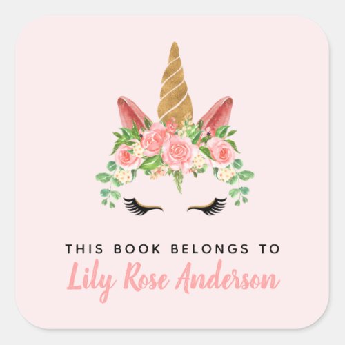 This Book Belongs To Pink Unicorn Bookplate