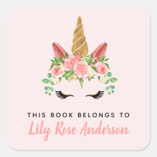 This Book Belongs To Pink Unicorn Bookplate